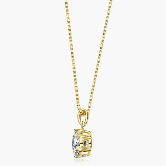 Certified 1ct. t.w. Moissanite Diamond Solitaire Gold Pendant Necklace NEW - Picture 7 of 12